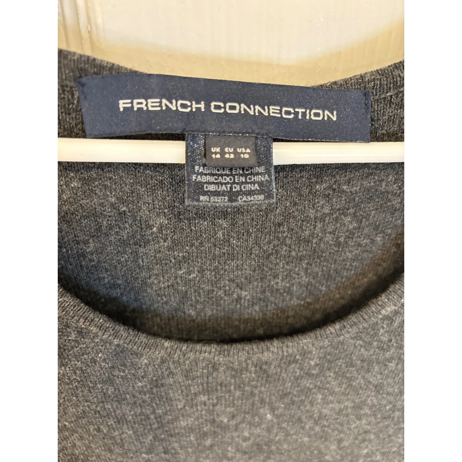 😍 French Connection Gray Long Sleeve Fit‎ & Flare Knit Dress Comfortable Casual - Image 3