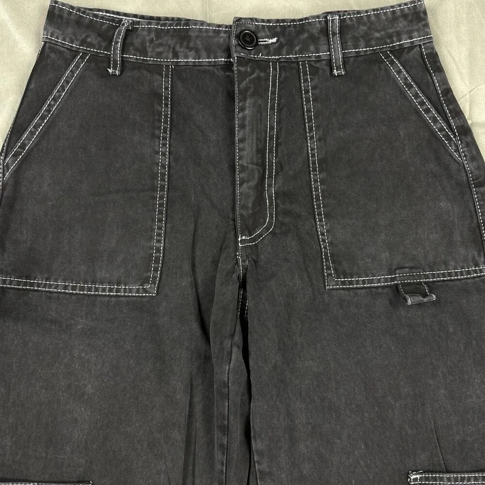 Boohoo - Contrast Stitch Patch Pocket Cargo Pants in Faded Black - Image 2