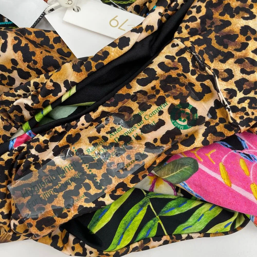 SUNSHINE 79 Rio Swimsuit SZ 10 Reversible One Piece NWT Plunge Tropical Leopard Black - Image 15