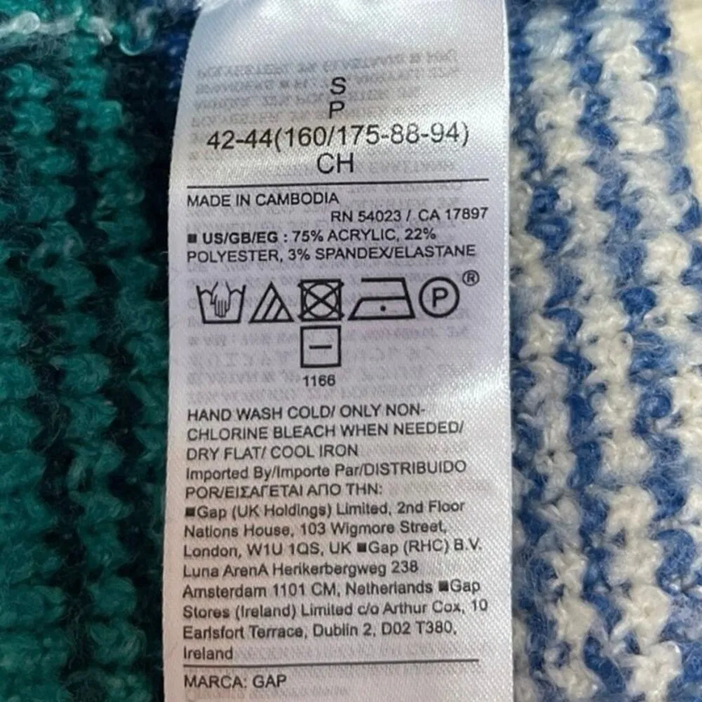 Gap Multicolor Striped Forever Cozy Ribbed Knit Mock Neck Pullover Sweater Top S - Image 4