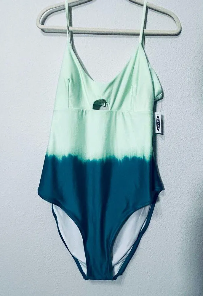 NEW Old Navy Blue Ombre Dip Dye One-Piece Keyhole Swimsuit Size XXL Beachy - Image 8