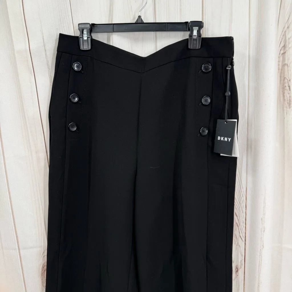 DKNY Women’s 14 Black Button Suit Wide Leg Pants Office Core Career New - Image 2