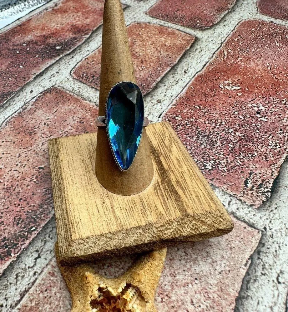 Blue Topaz Sterling Silver Ring Size 9 - Image 5