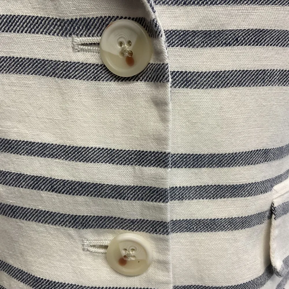 Banana Republic Striped Linen‎ Cotton Blend Blazer Jacket Size Petite 2P - Image 5