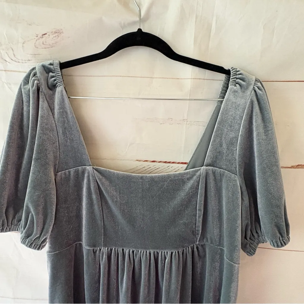Babydoll Grayish green short dress puffy sleeves size XL Gray - Image 5