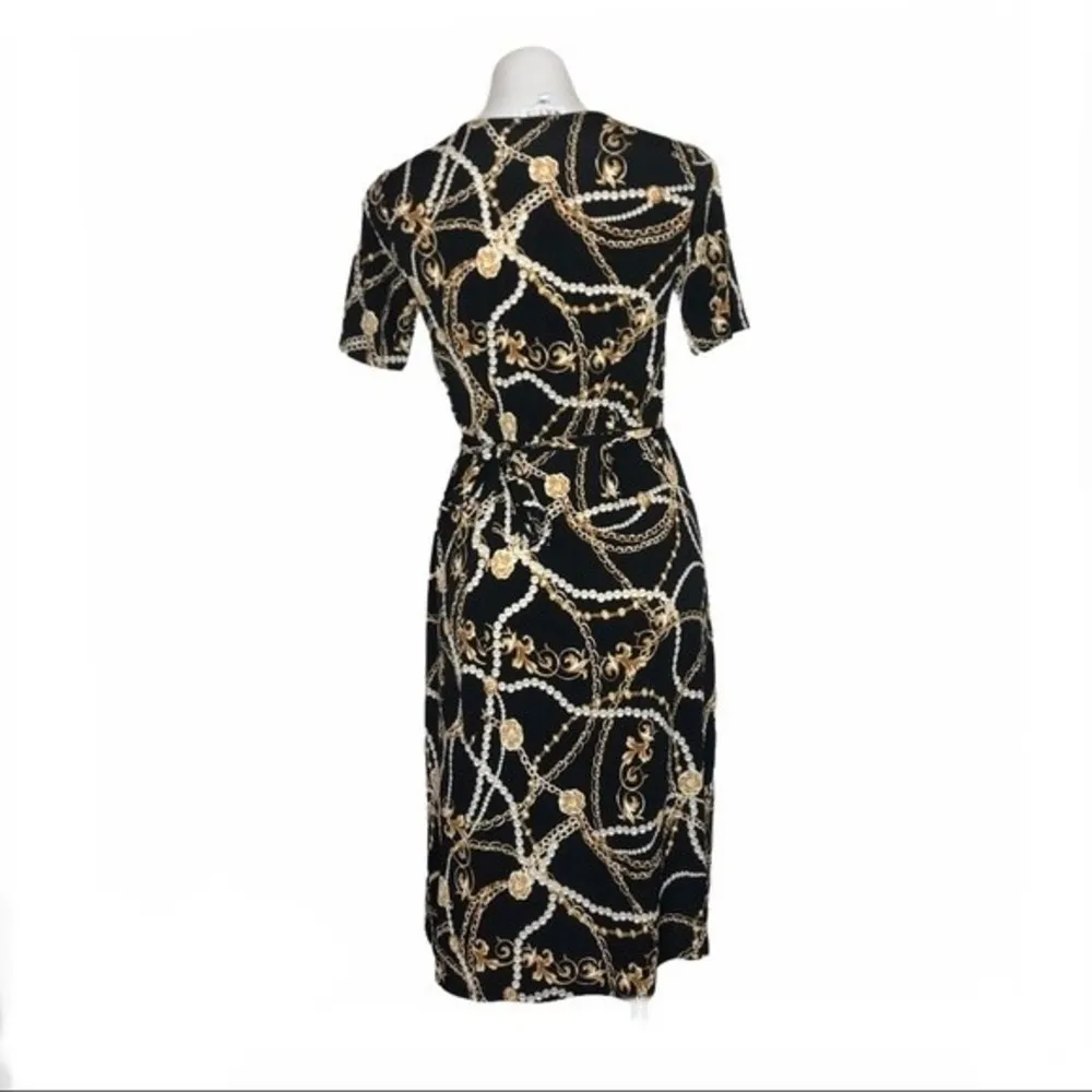 AXYIS Sirena True Wrap Dress Gold Pearls Medium Black - Image 2