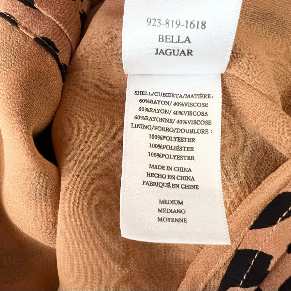 Rails Bella Jaguar Long Sleeve Leopard Print Shirt Dress Tie Waist Size Medium - Image 14