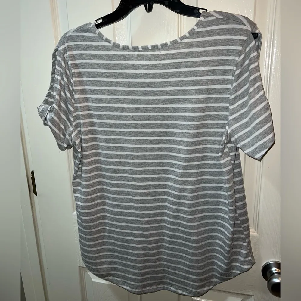 SIMPLY SOUTHERN Collection Womens Size Large Striped Slit Sleeve Shirt Top - Image 2