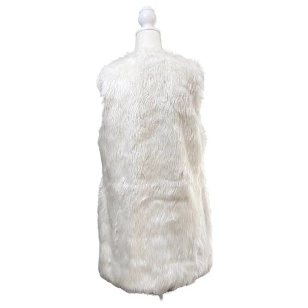 Romeo & Juliet Couture White Faux Fur Lined Hook and Eye Closure Vest Size Small - Image 5