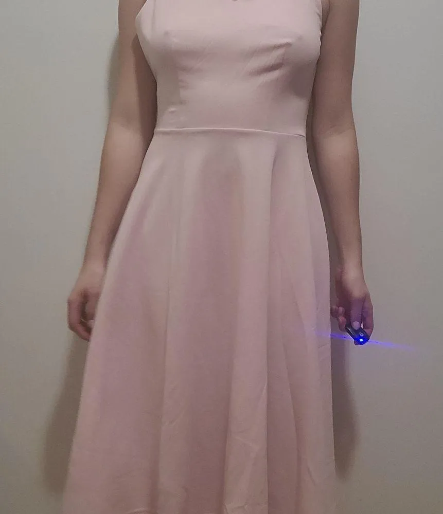 Casual Tea Dress V Neck Cocktail Swing Dress Prom Pink Size M - Image 12