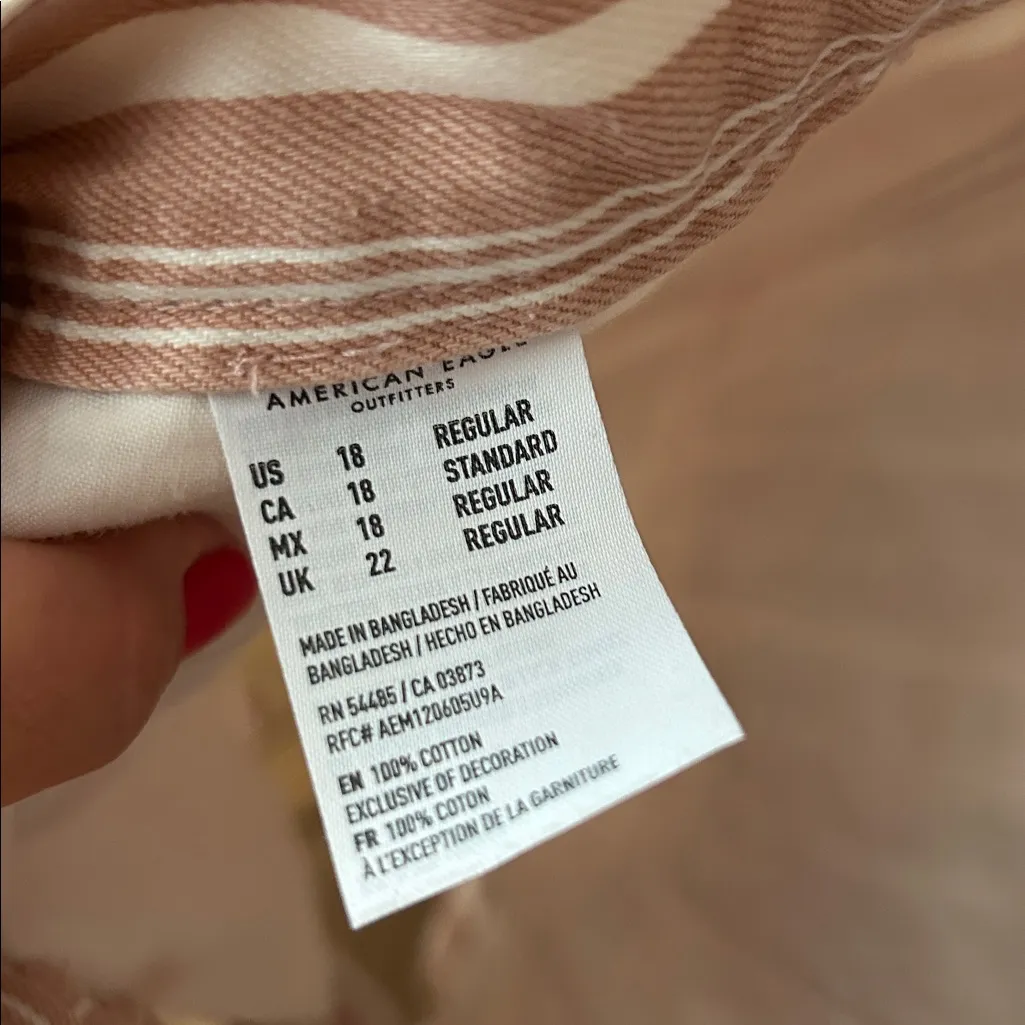 American Eagle Pink Striped Denim Mom‎ Short shorts cotton comfortable jeans 18 - Image 8