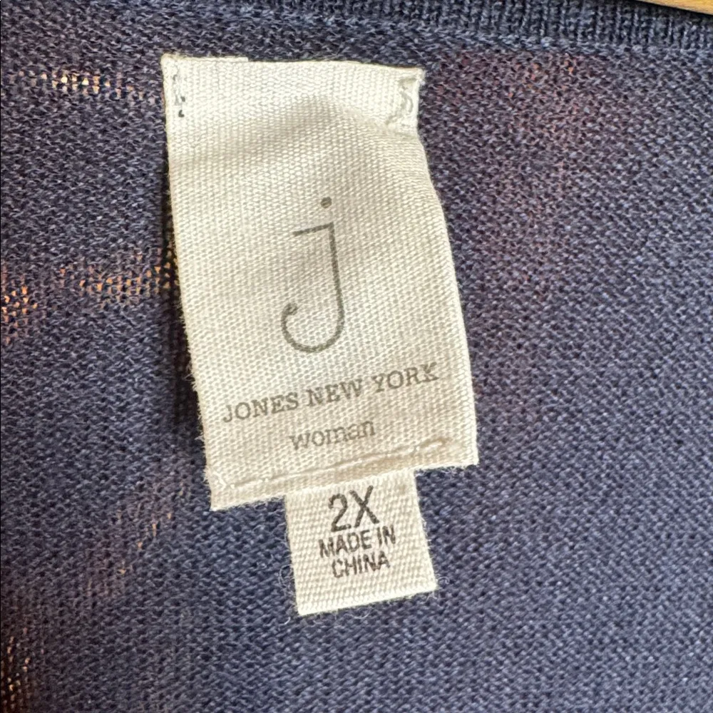 Jones New York Navy Blue Linen Blend Knit Sleeveless Tunic Top Size 2X - Image 2