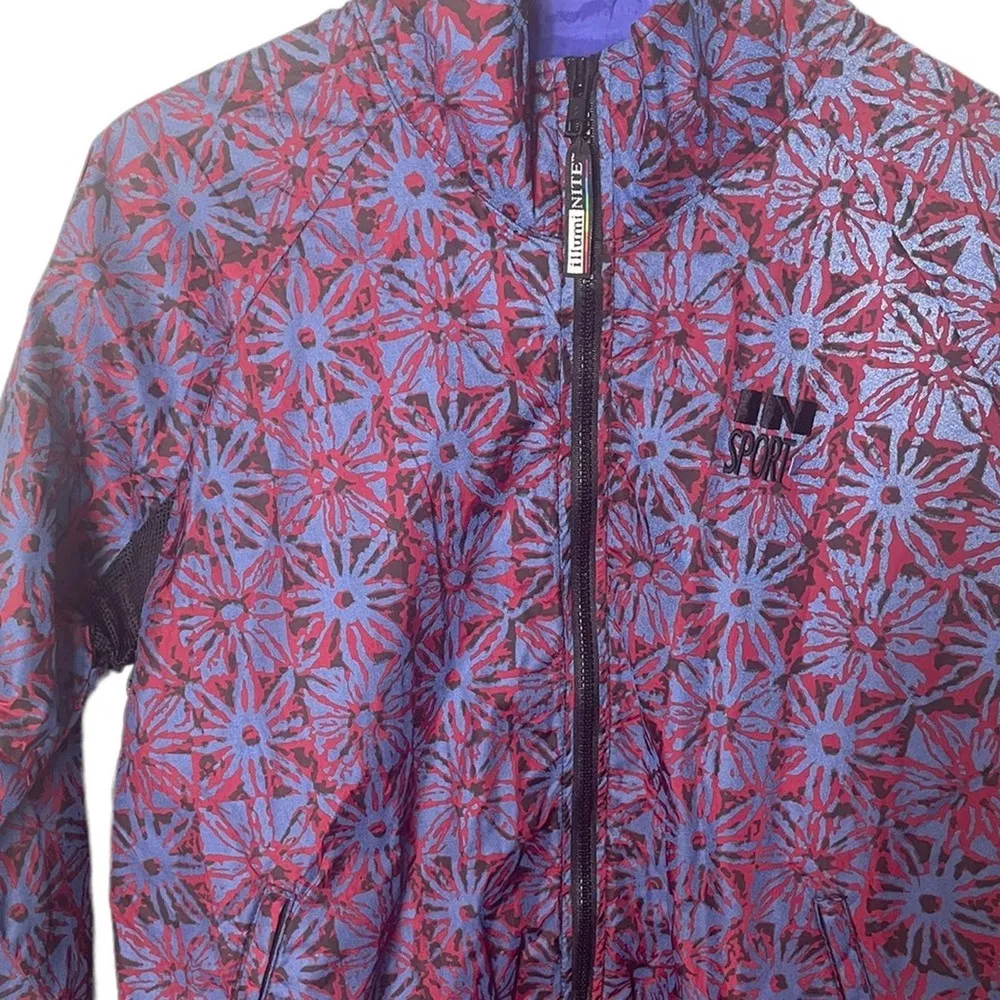 Vintage IN Sport Women’s Flower Print Zip Up Windbreaker Jacket Size Medium - Image 5