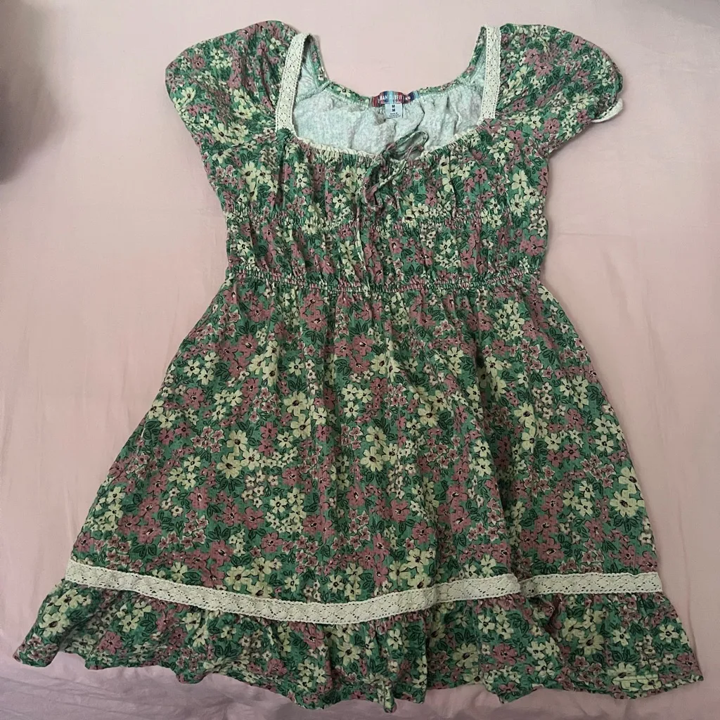 Urban Outfitters Green and Pink Floral Dress - Image 5