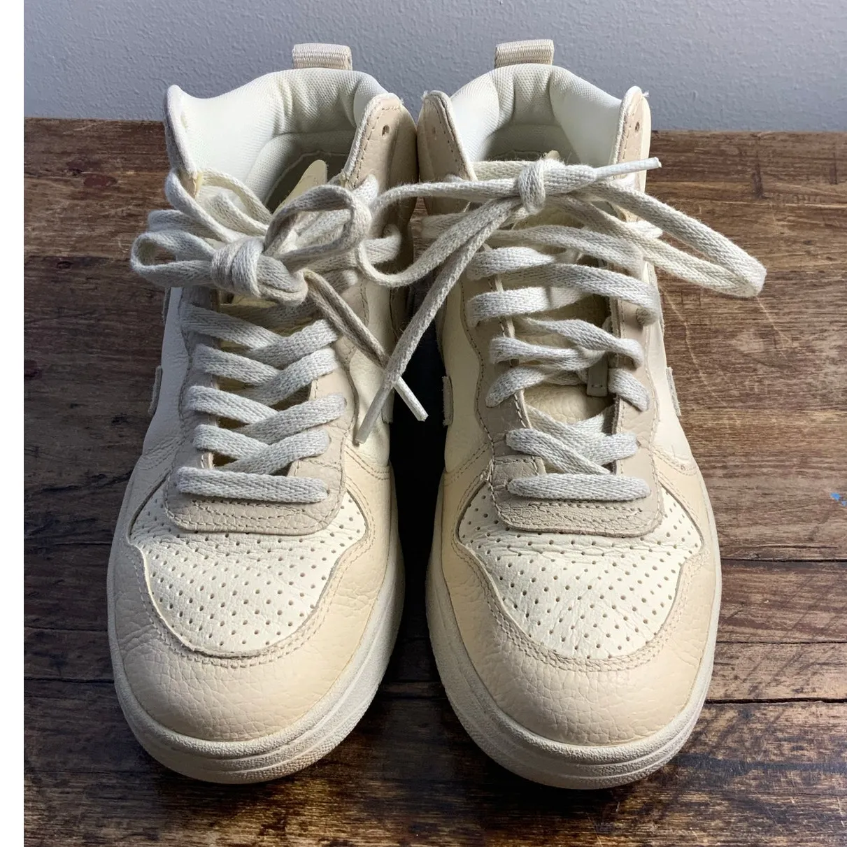 Veja V-15 Chromefree leather high-top sneaker cashew and pierre colorway - Image 2