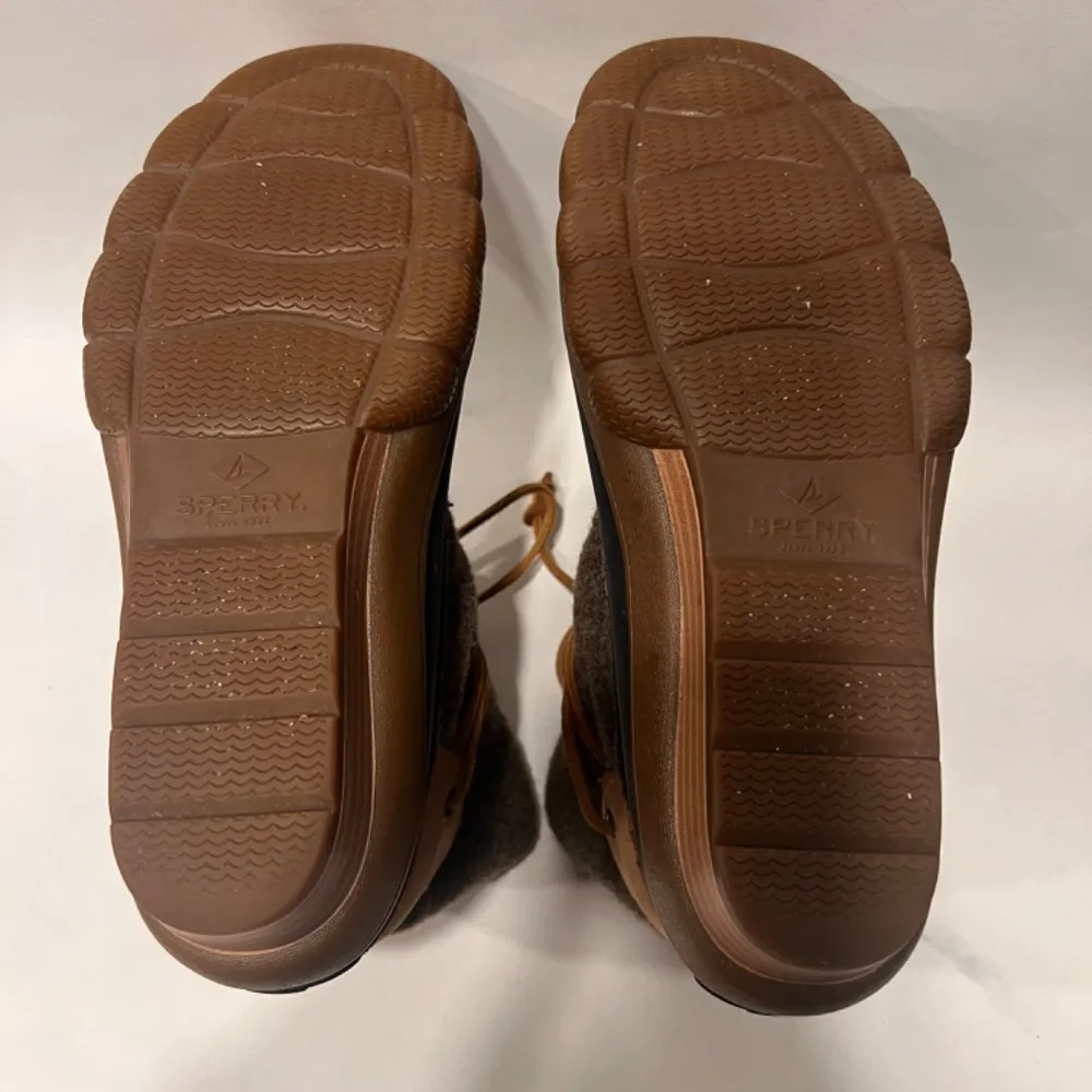 Sperry Duck Boots Women’s 8M Saltwater Wedge Heel Tide Black Wool Blend - Image 7