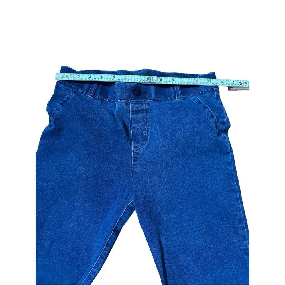 Betabrand Women’s Jeans Yoga Mid Rise Slim Straight Fit Dark Wash Pull-On Size M - Image 5