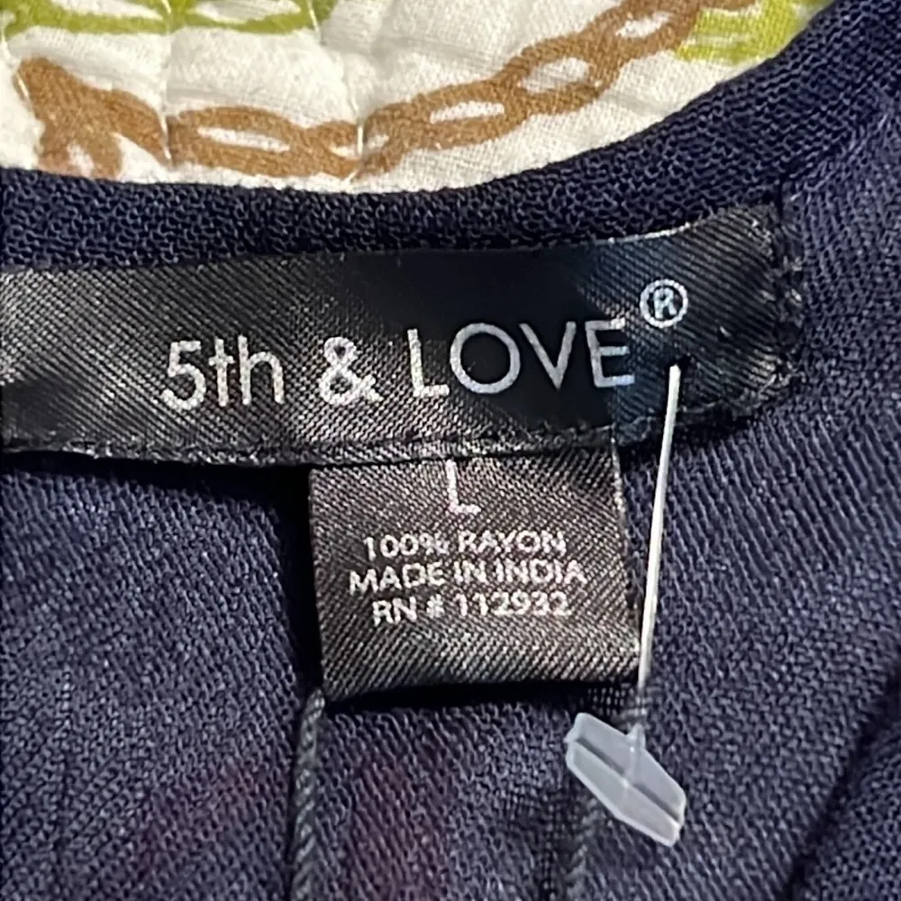 5th & Love women’s large sleeveless smock dress navy and beige knee length nwt - Image 6