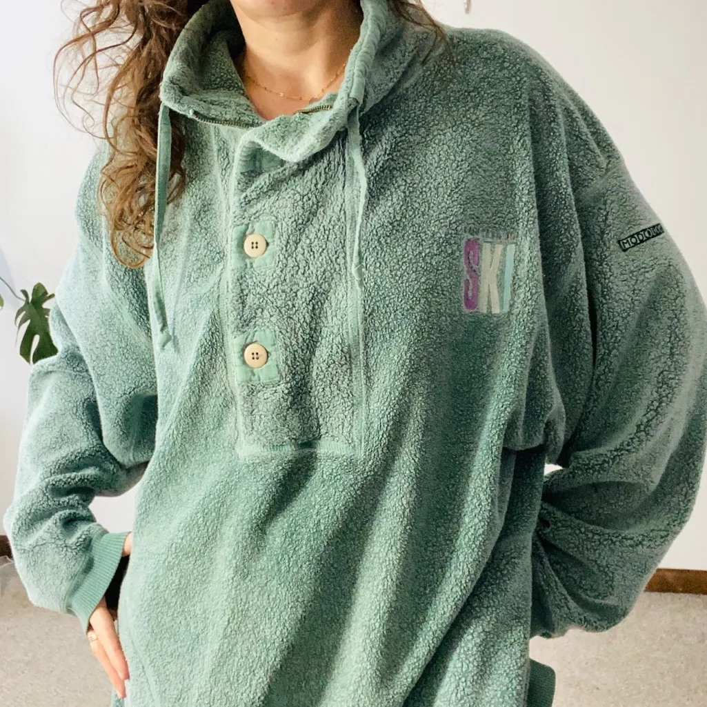 VINTAGE MODODOC Ski Fleece Pullover Blue Size 3X - Image 3