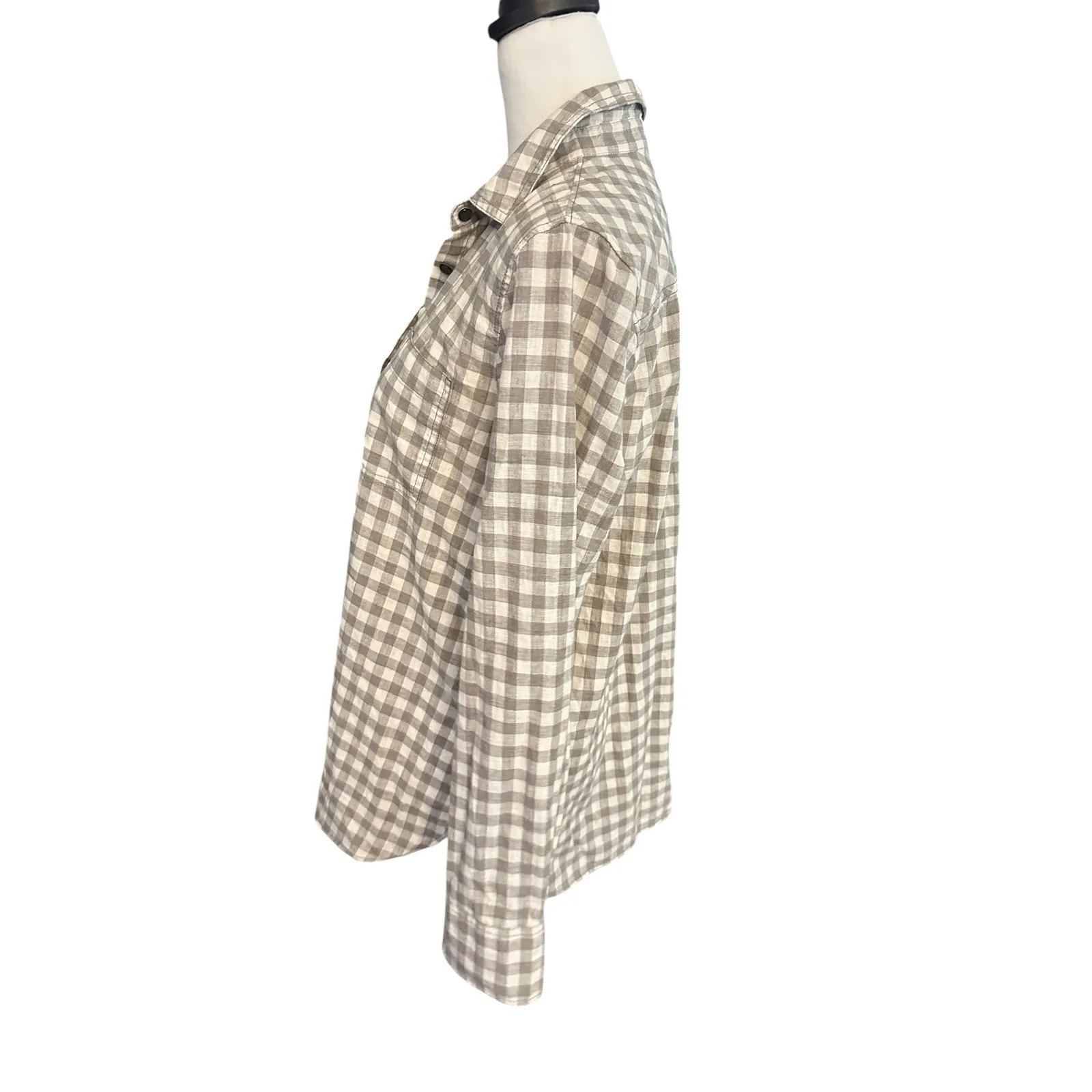 J.Crew Factory Boy Fit Medium Long Sleeve Top Gray and White - Image 3