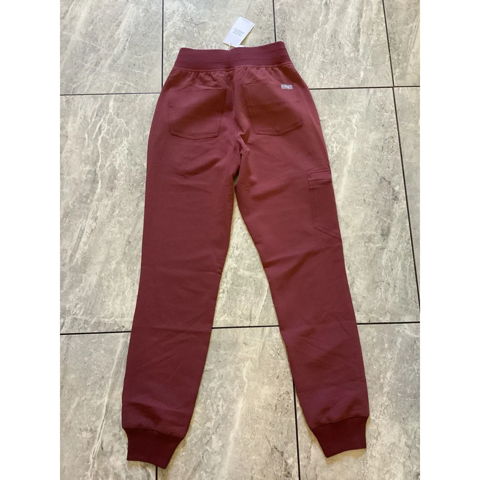 FIGS Scrub Pants Womens XXS Crimson Red Zamora High Waisted Jogger Cargo Pockets - Image 3