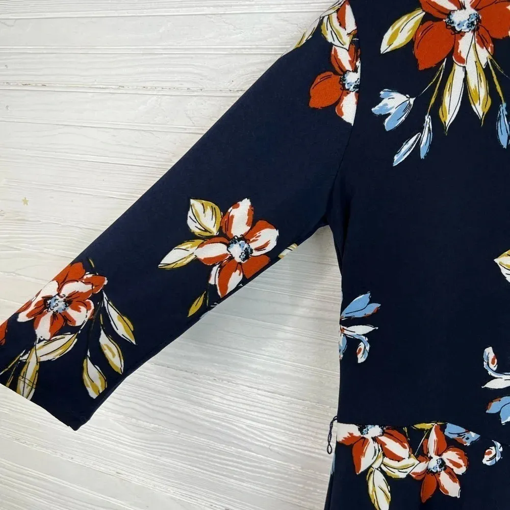 Leota Blue Santa Barbara Floral Perfect Wrap Dress NO BELT Size M - Image 9