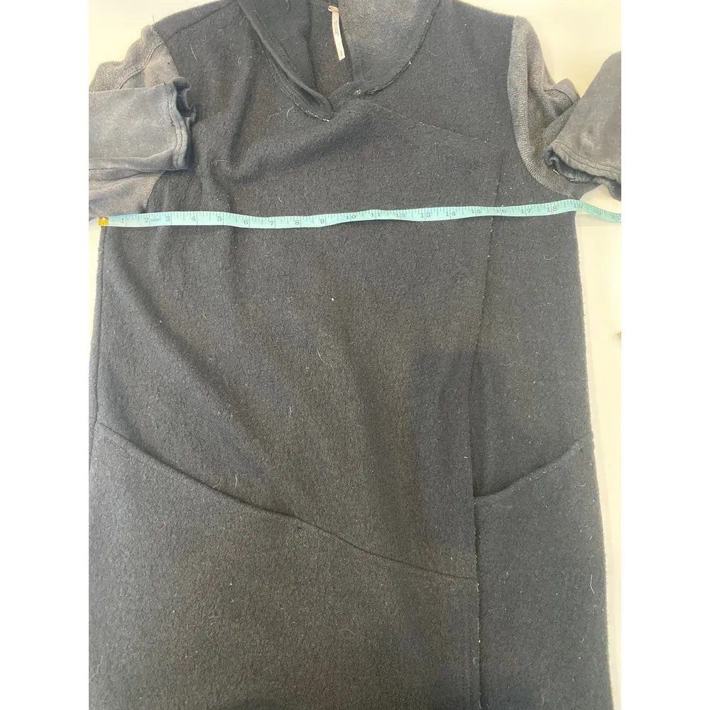 Free People Black Wool Snap Closure Hooded Military Jacket Oversized Sz Sm - Image 9