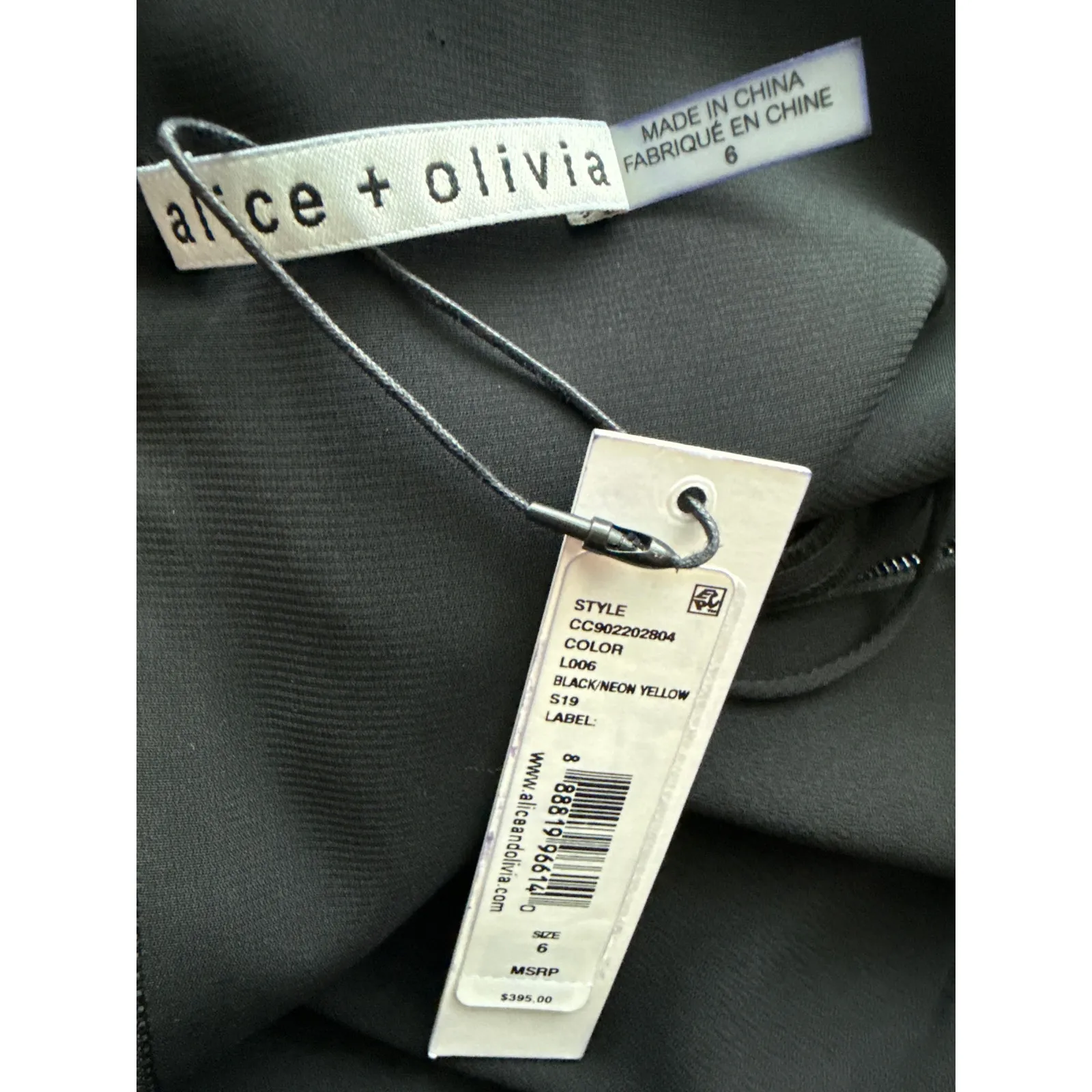 Alice + Olivia  Jeri Piped Jumpsuit Black/Neon Yellow Size 6 - Image 8