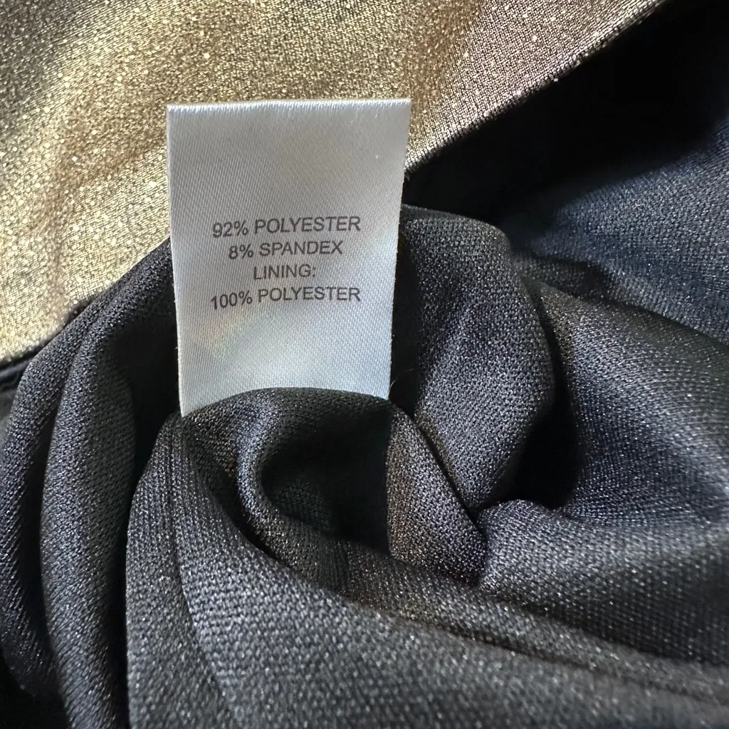 Oleg Cassini Gold Glittered Tiered Dress 12 Lined Sleeveless Party Formal Mini - Image 9