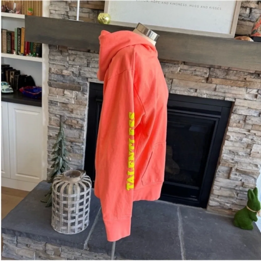 TALENTLESS Women's Vibrant Coral Hoodie with Yellow Details - Image 12