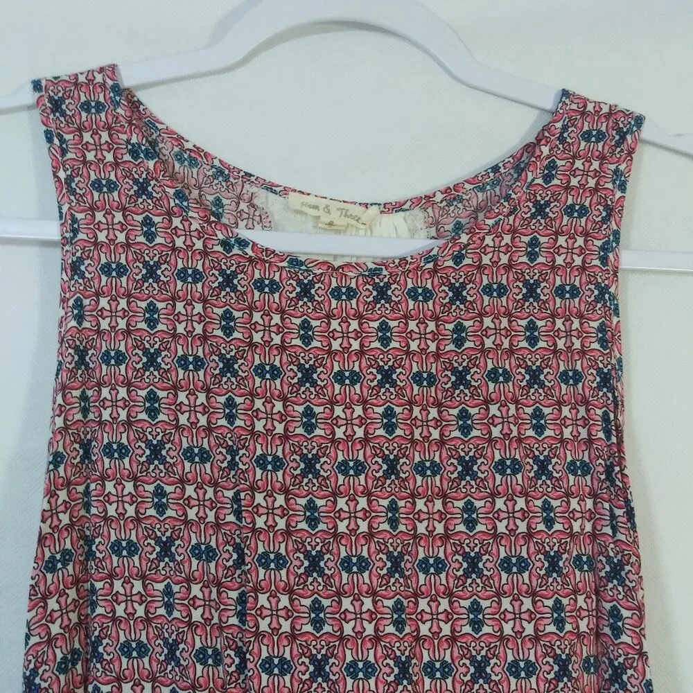 Hem & Thread  Geometric Print Tank Boho mixed Media Size Small - Image 3