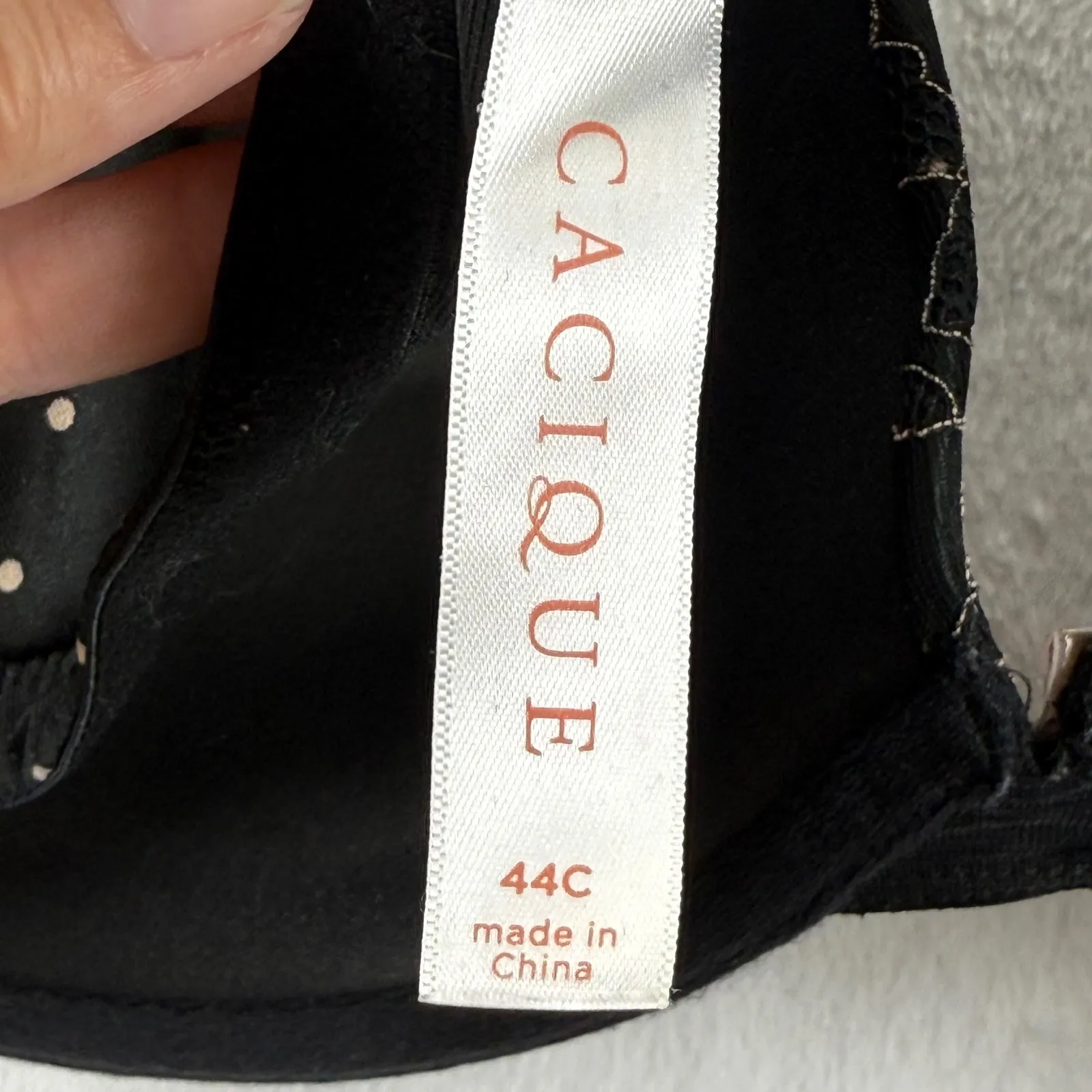 Cacique Black Polka Dot Boost Plunge Bra‎ Underwire Full Coverage 44C - Image 4