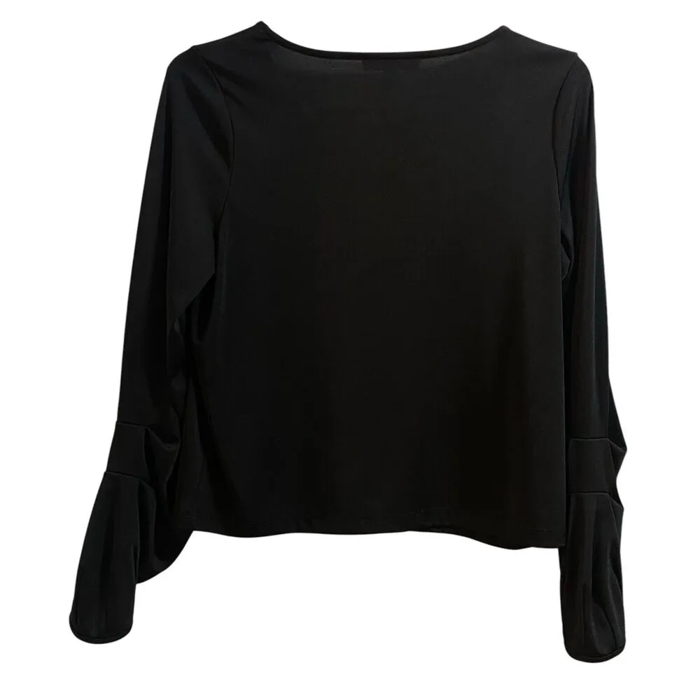 INC Long Sleeve Women’s PM Petite Med Jersey Black Semi Crop Goth Gothic Emo - Image 4