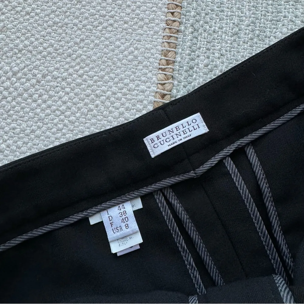 Brunello Cucinelli Black Virgin Wool Blend High Rise Pleated Trousers Women’s 8 - Image 8