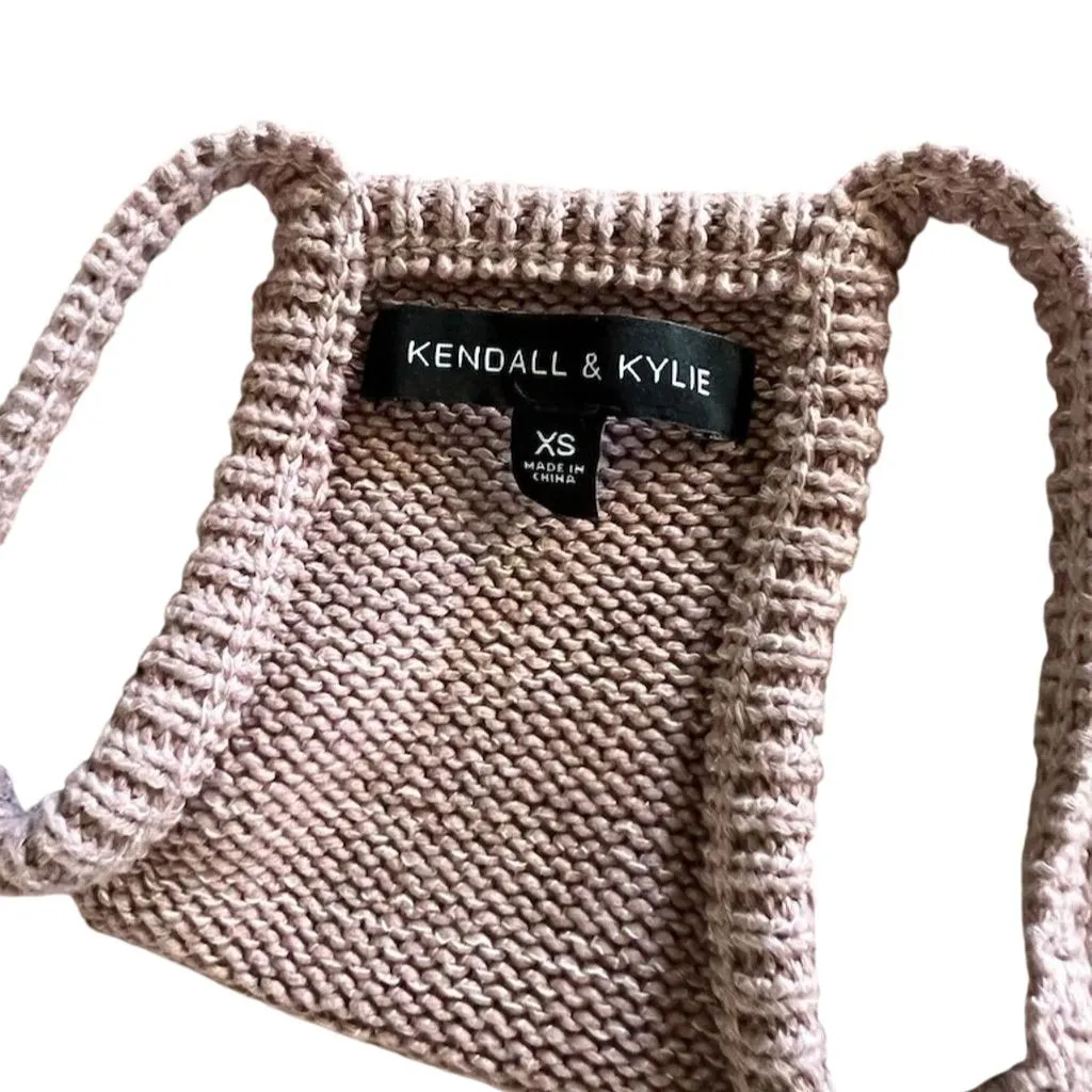 Kendall & Kylie Women's XS Mauve Knit Halter Tank Top Casual Spring - Image 3