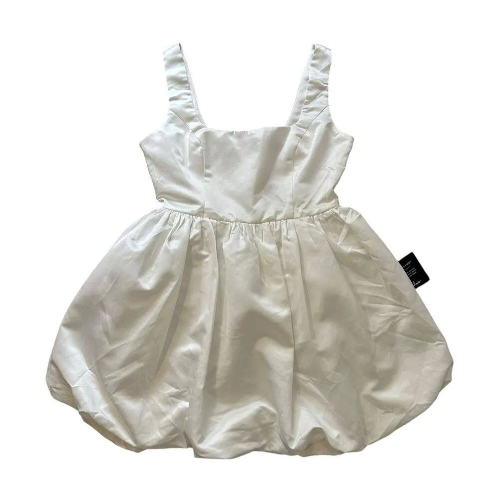Lulu’s Regal Cutie white satin bubble hem mini dress size L NWT - Image 11