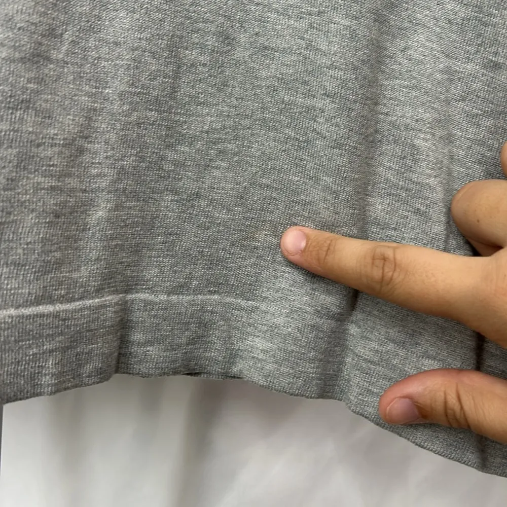 Garnet Hill Heathered Grey Silk Cotton Blend Knit Top Tie Back - Image 4