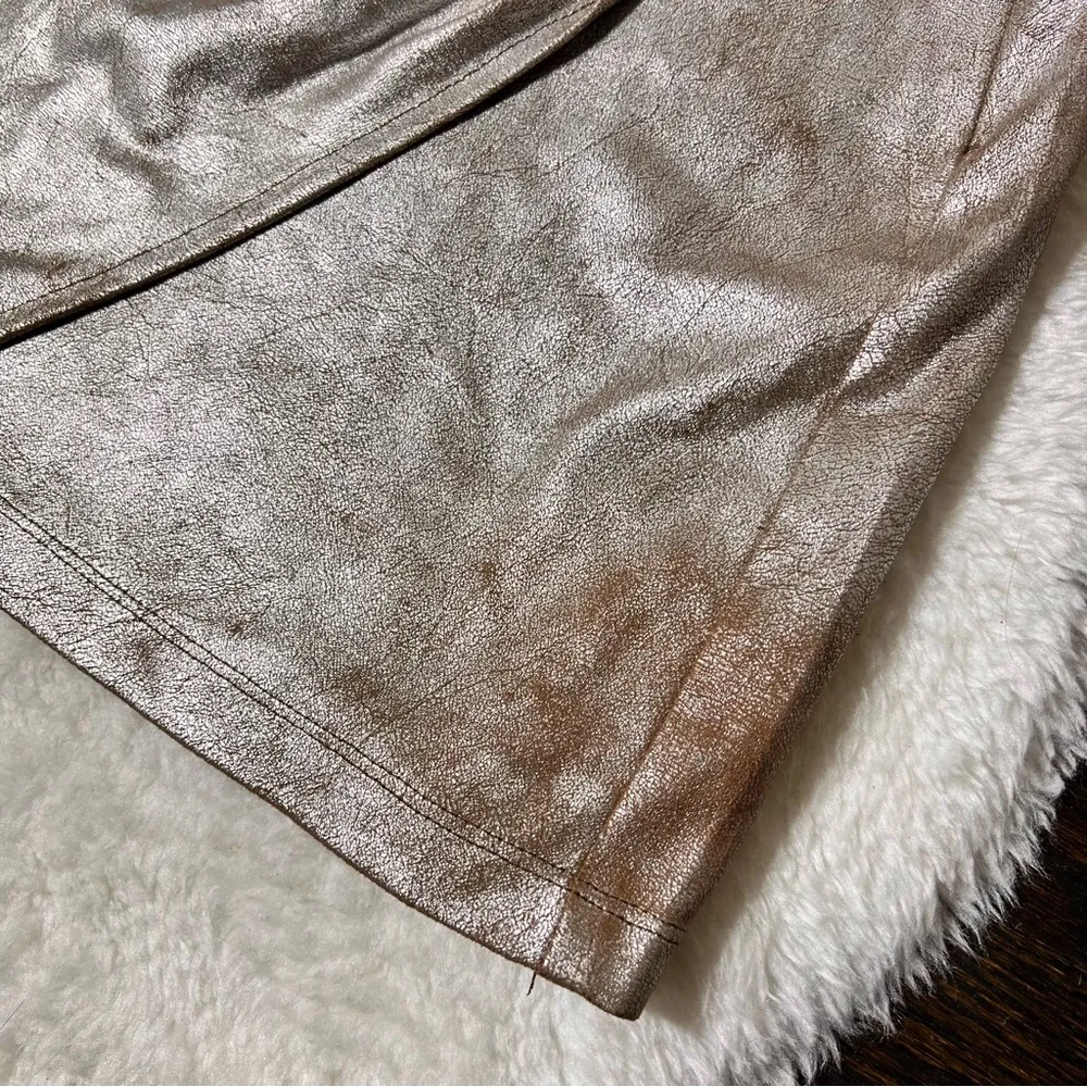 Zara Trafaluc Metallic Silver Faux Wrap Mini Skirt - Image 2