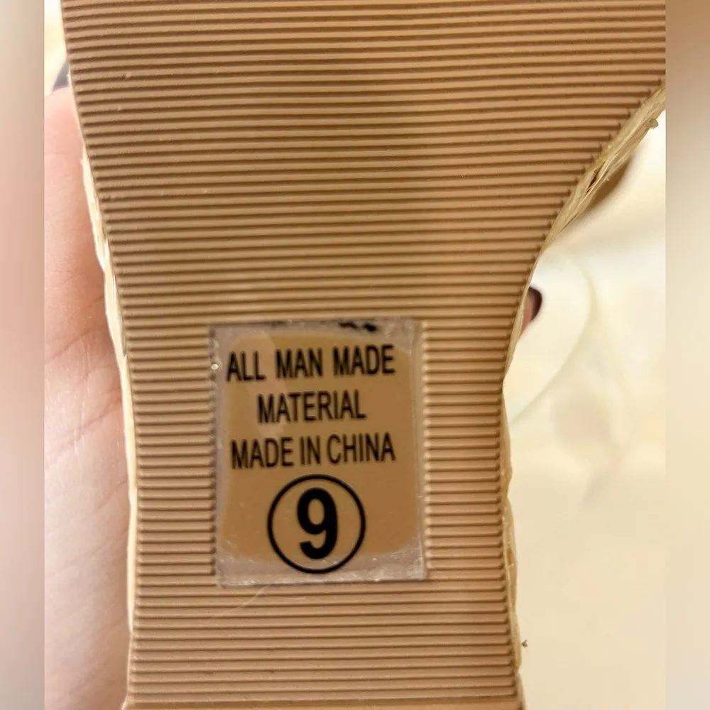 Heart in D Zahara Double Strap Espadrille Wedges Natural/Clear Size 9 Tan - Image 13