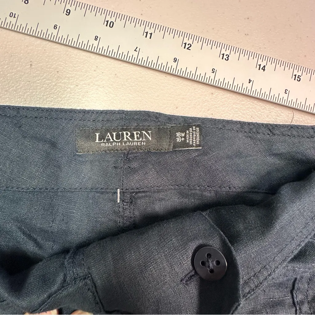 Ralph Lauren Dark Blue Linen Buttoned Shorts - Image 2