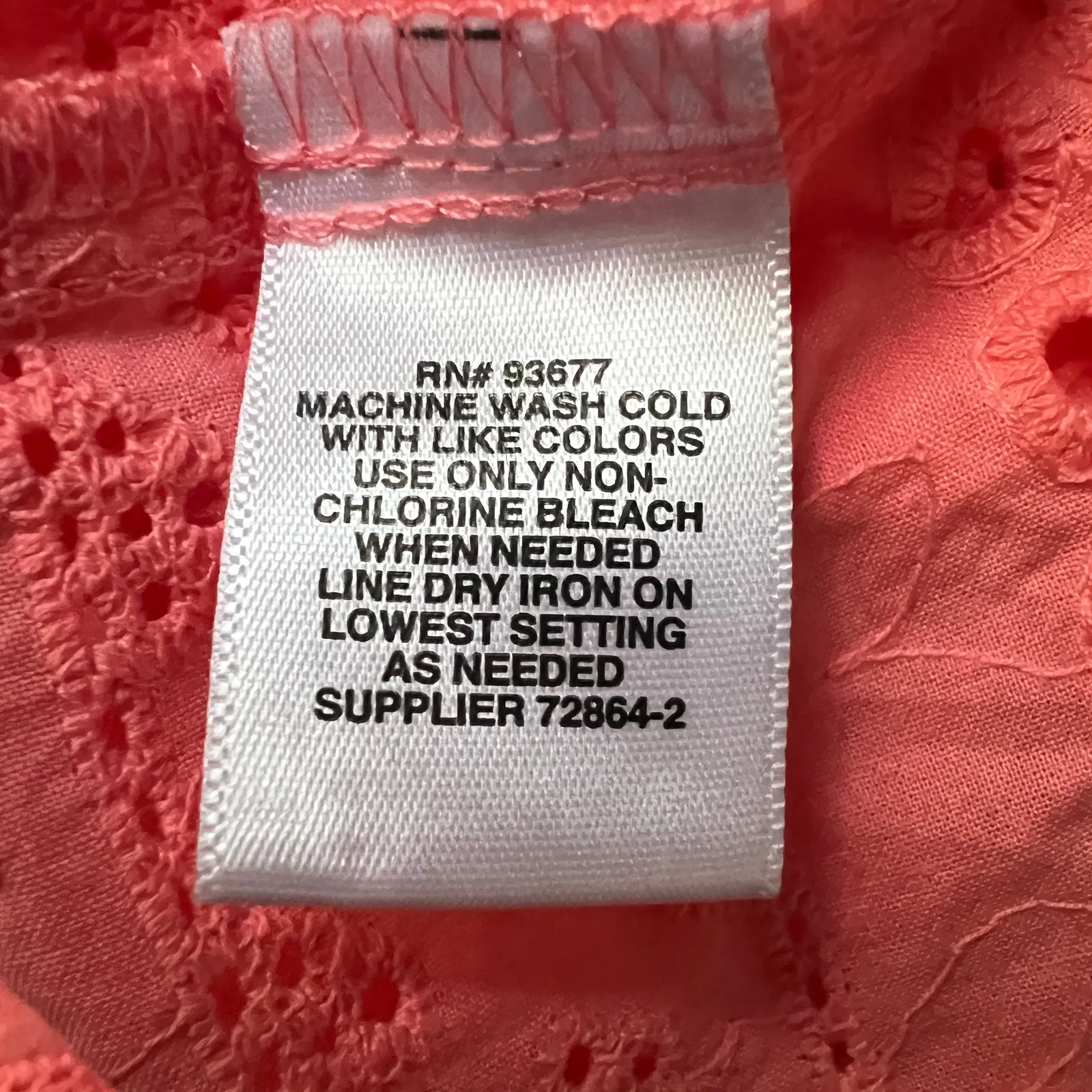 Liz Claiborne Eyelet Orange Top Small Boxy Relaxed Beachy Coastal Preppy Cotton - Image 10