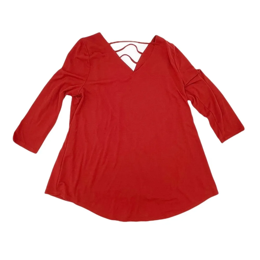 LUQ Women's Rust Orange Criss Cross V - Image 2