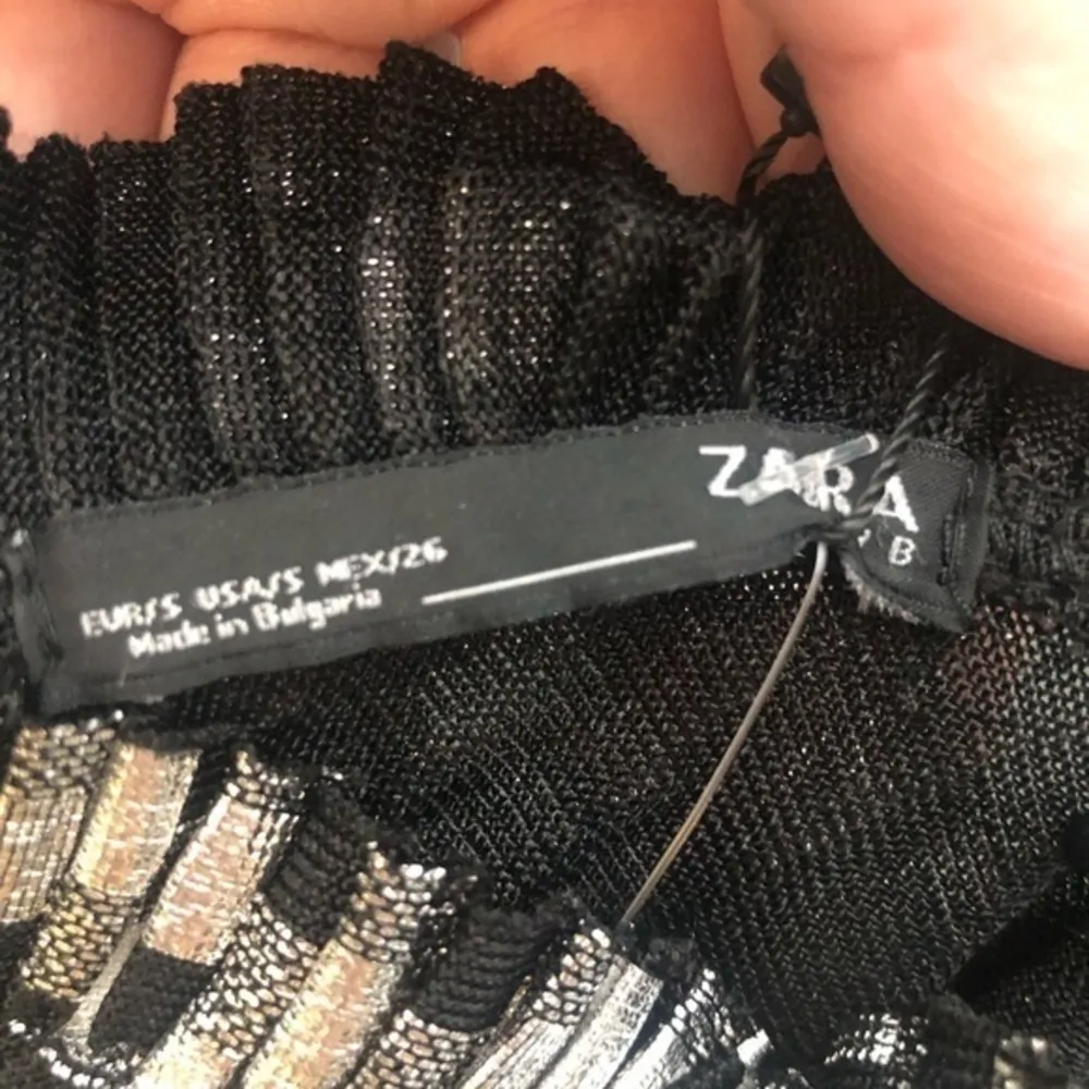 NWT Zara silver metallic spaghetti strap mini dress shimmer glam stripe - Image 4