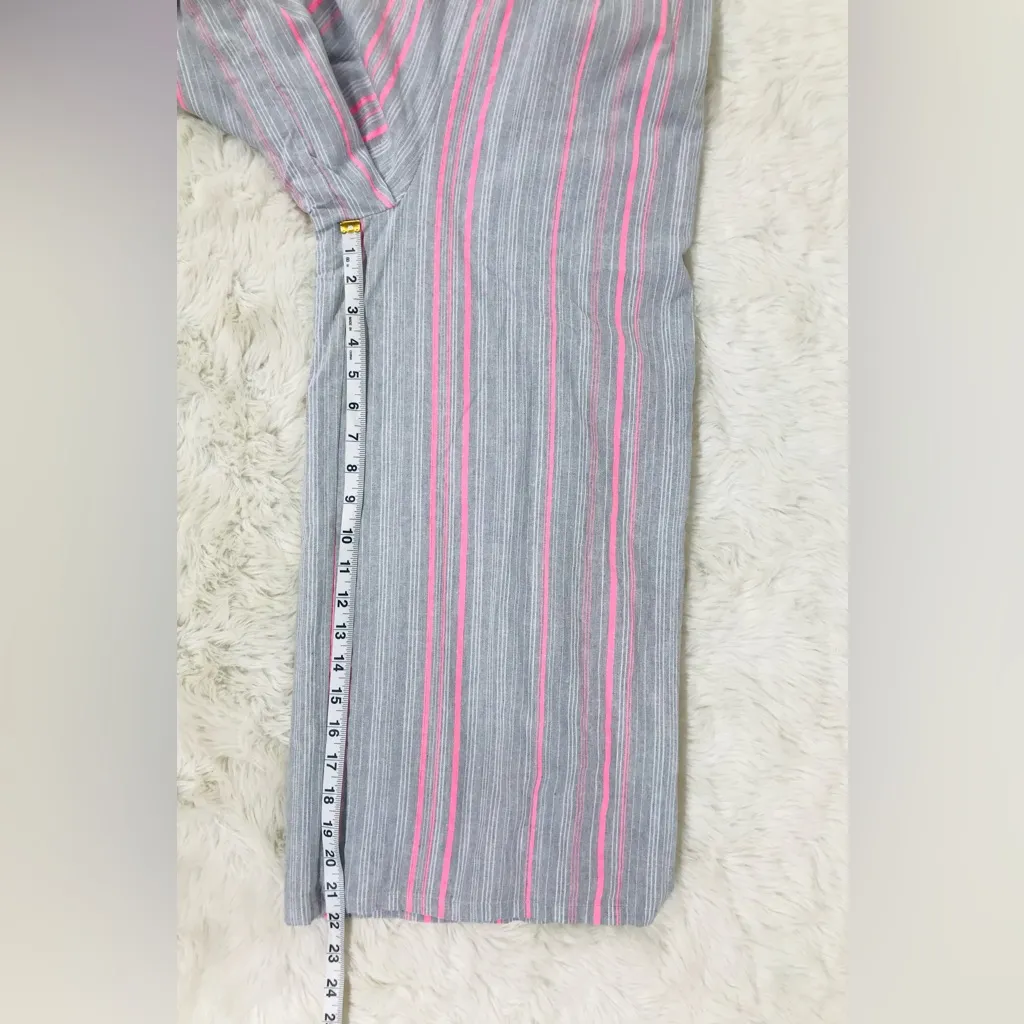 SUGARLIPS Gray Pink Stripe Wide‎ Leg Cropped Cotton Jumpsuit Size XS New - Image 11
