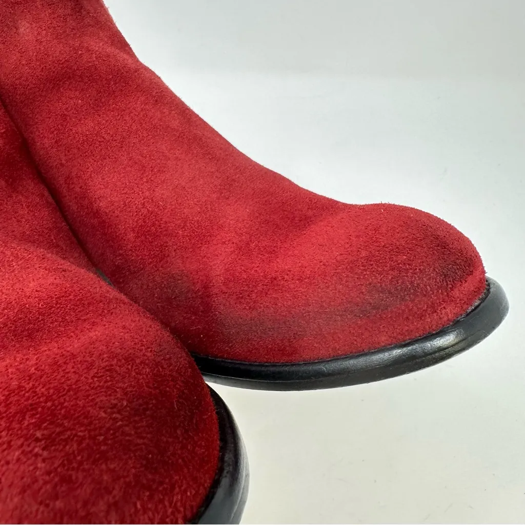 Revolve CHIO Suede Leather Zip Booties Red Size‎ 39 Size 8.5 - Image 3