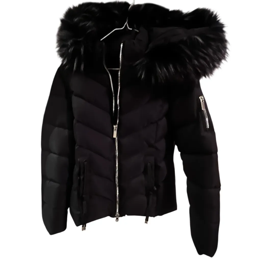 SHEIN Black Quilted Jacket with Two Way Zipper - Image 2