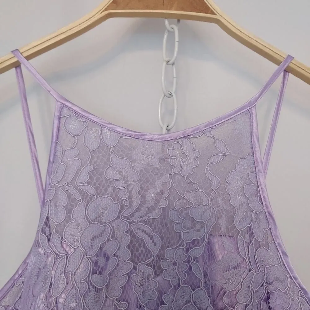 EVA USA Lavender Purple Chiffon Lace Full Length Maxi High Neck Bridesmaid Dress Size XS - Image 5