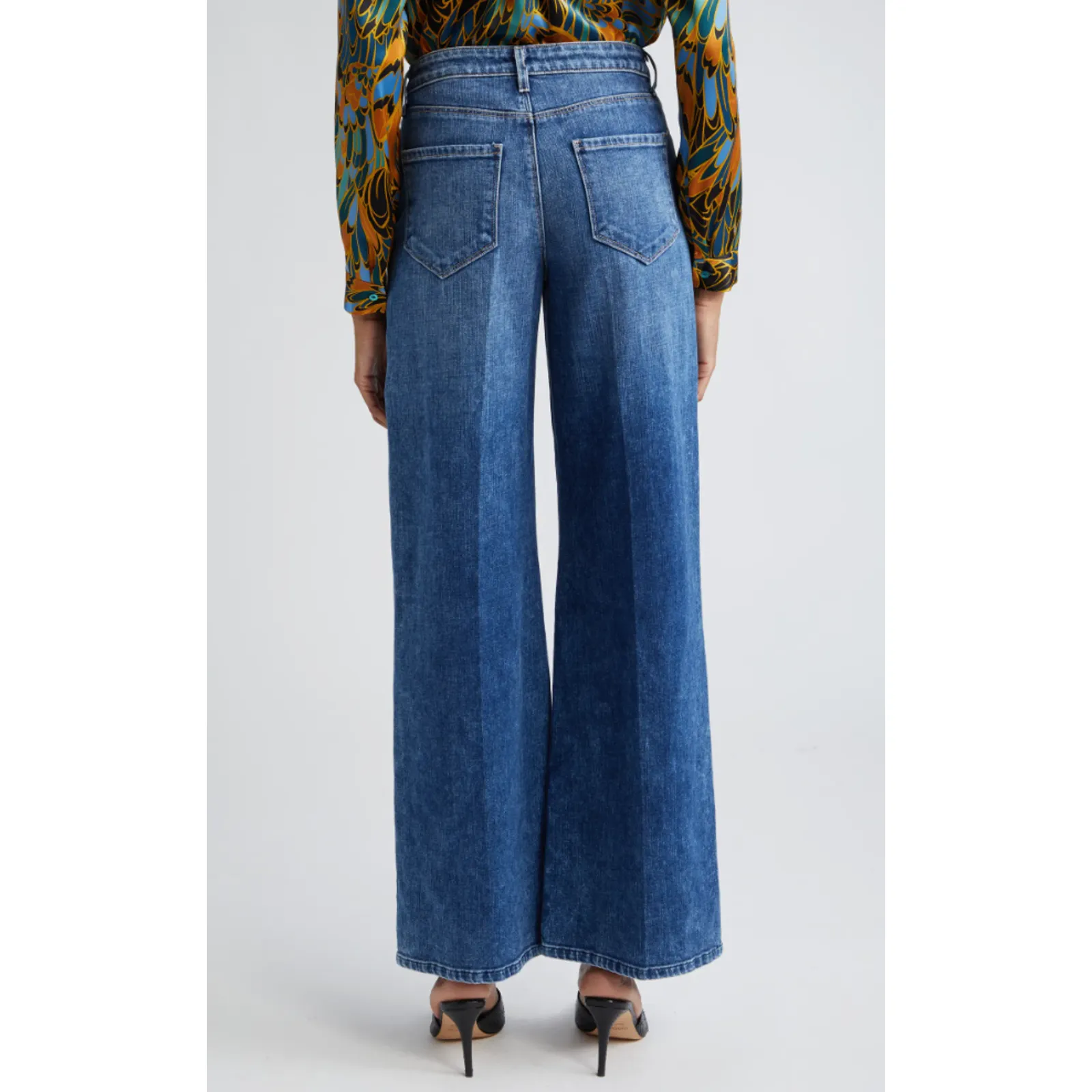 L'AGENCE Alicent High Waist Wide Leg Jeans in Wilcox Blue Relaxed US 27 NWT - Image 2