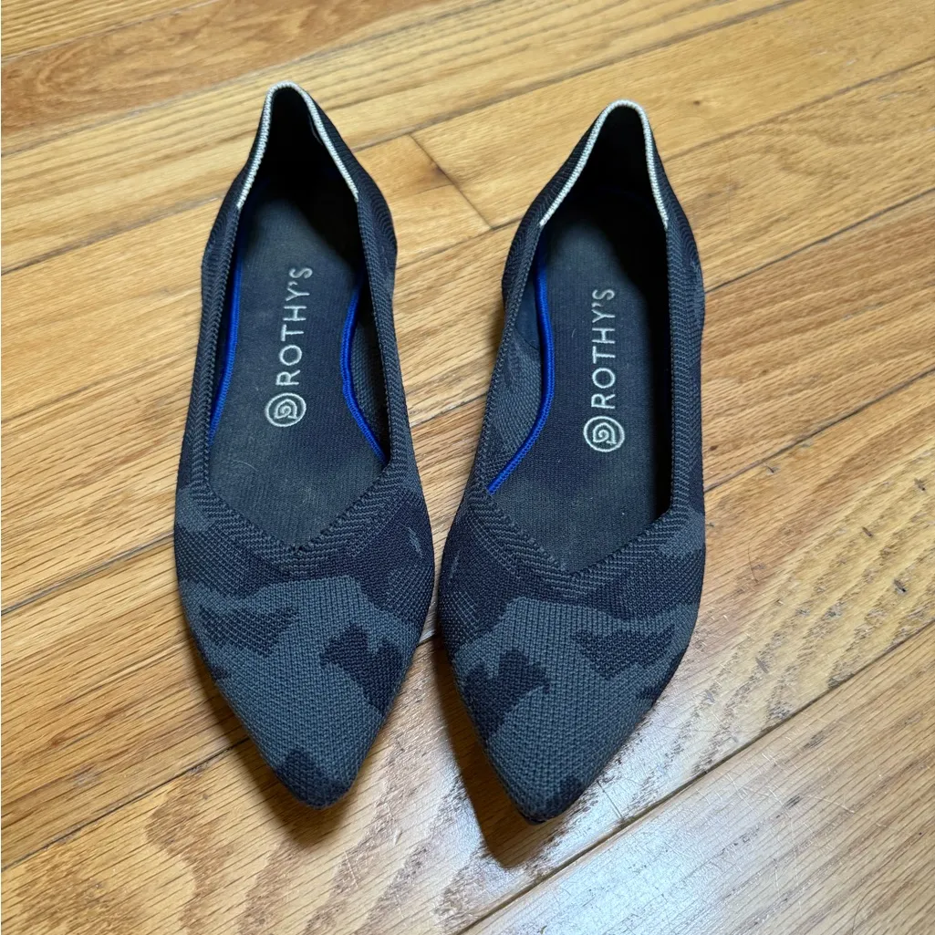 Rothy's The Point Black Camouflage Women's Flats Size 10 - Image 2