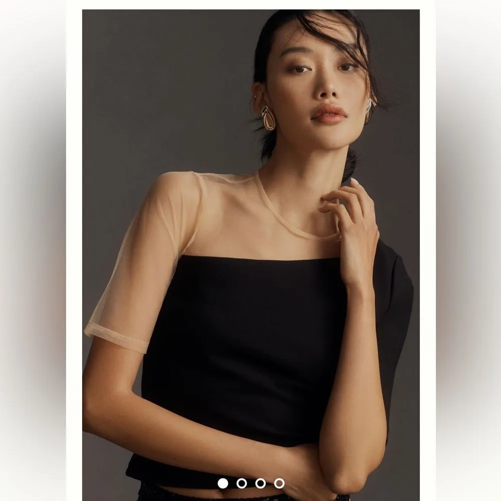 NEW Anthropologie Sunday in Brooklyn Ponte Mesh Mix Top - Image 5